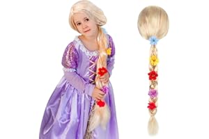YANGUN Princesse Raiponce Tresse, Perruque Raiponce, Perruque de princesse pour enfants, pour Le Carnaval,Mascarade,Soirées à thème,Jeux de rôle(85cm, Doré)