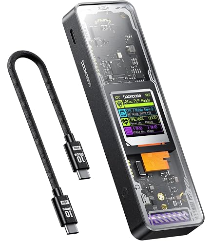 DOCKCASE Case SSD Magnetico M.2 NVMe Con Ventola 9300 RPM - USB-C 10Gbps, Protezione Blackout 3s, Per IPhone 16/15 Pro Max, Argento