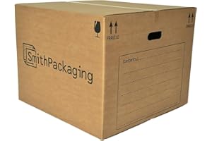 SmithPackaging 5 Extra Large Strong Double Wall Cardboard Packing Moving House Boxes 52cm x 52cm x 40cm with Carry Handles and Room List