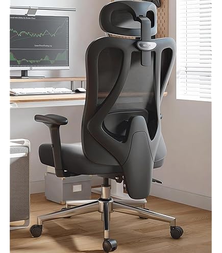 Hinomi H1ProV2 Ergonomische Bureaustoel met Voetrest, Verstelbare Hoofdsteun, Flip-up
