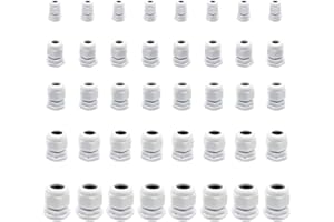 PMELCXD 40 Piezas Prensaestopas M12, M16, M18，M20, M25 Conector Prensaestopas Impermeable de Plástico para Jardín su Casa Iluminación Exterior (Nylon Blanco)