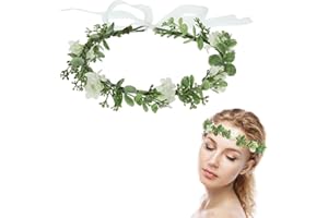 Clyhon Blumenkranz Haare Haar Blumenkranz Künstliche Blumen Krone Braut Kopfstück Greenery Krone Haarreif Blumen für Hochzeit Zeremonie Party Festival