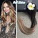 Produktbild Full Shine Two Tone 1pcs Ombre Silky Straight Hair Extensions 18zoll/45cm Haarteil Hitzebestandig Als Echthaar #2/#6/#18