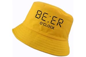 CFCYS Fischerhüte Für Damen,Baumwolle Lustig Bier Oclock Druck Männer Fischer Hüte Cool Sommer Lustig Männer Frauen Eimer Hut Outdoor Panama Angelkappe