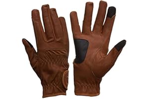 eGlove eQUEST GripPro - Leather Horse Riding Gloves - Hardwearing, Breathable and Grippy Real Leather - Synthetic Lycra comfort fit inserts - Touchscreen Gloves