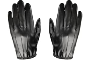 Werownsgso Herren Lederhandschuhe，Schwarz Touchscreen Lederhandschu，Winddicht Fahrhandschuhe，Thermal Fäustlinge Herbst und Winter PU für Outdoor Sport Fahren Motor Radfahren Laufe