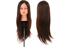 Layhou Cabeza de maniquí de cabello humano 30% con soporte de pinza, para trenzar la práctica del peinado del cabello Cabeza de maniquí, cabeza de ejercicio, peluquería de 24 ''