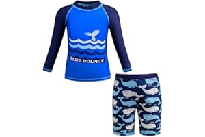 ADUYA Boys Swimming Costume Two Piece Swimsuit Set Rash Guard Trunks Swimwear Kids Swimming Pool Bathing Suit