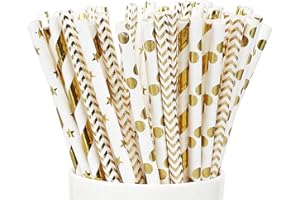 Queta papierowe słomki do picia, 100 sztuk, słomki wielokrotnego użytku, idealne do dekoracji koktajli, na urodziny, wesele i inne okazje