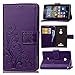 Produktbild Schutzhülle Für Nokia Lumia 925 , pinlu® Handyhülle Hohe Qualität PU Ledertasche Brieftasche Mit Stand Function Innenschlitzen Design Glücklich Klee Muster Lila