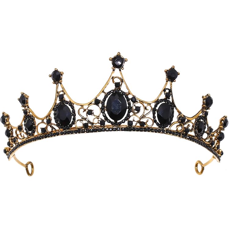 Prinzessinnen-Krone Aus Metall Mit Strass – Schwarz, Ca. 12,7 Cm Breit, Für Hochzeit, Abschlussball, Halloween & Cosplay