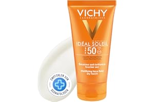 Vichy Crema Protectora de Tacto Seco Para Rostro, Antibrillos, Apta Para Piel Mixta y Grasa Fotoprotección Spf50+ Contra Rayos Uvb y Uva, Capital Soleil, 50 ml