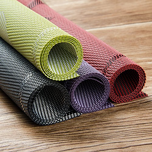 Top Finel umweltfreundlich Platzmatten-Set Tischsets Platzdeckchen Tischmatte dekorativ Unterlage 30 x 45 cm 4er Set Rot - 5