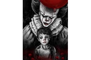 PEYGRE 5D DIY Diamond Art Painting Kit Full Drill, Diamond Rhinestone Arts and Crafts Crystal Embroidery Cross Stitch Pictures Paintings by Numbers for Kids Adults Home Wall Decoration - Clown and Girl