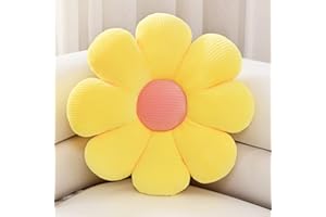 Sioloc ‌Blumenförmiges Kissen, Gänseblümchen-Kissen, Bodenkissen, Sitzkissen, Wohndekoration & Plüsch-Wurfkissen für Bett, Sofa, Sessel (Gelb, 55cm)