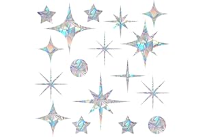 EONBES 51 Stück Anti-Kollisions-Fensteraufkleber, um Vogelschläge zu verhindern, Vogelschlagschutz für Fenster, Rettung von Vögeln vor Glaskollisionen, Stern-Stil