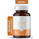 Erbatab Bromelain Krom Pikolinat 60 Kaps&uuml;l - 500 mg Ananas Enzimi, 2500 GDU, Bitkisel Takviye Edici Gıda