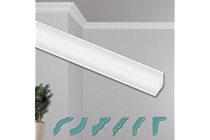 HEXIMO Stucchi per soffitto - Moderni in XPS Styropor bianco, Lunghezza 2 Metri Profili di Cornici Modanature Decorative (Angoli pretagliati ZG1)