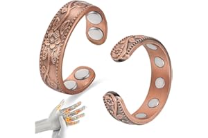 Cigmag 9X Copper Rings for Women, with Powerful Magnets, Adjustable Solid Pure Copper (Copper Plum)