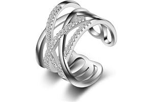 CHENYESUN Anello da donna in argento 925, regolabile, intrecciato, idea regalo come anello di fidanzamento/amicizia