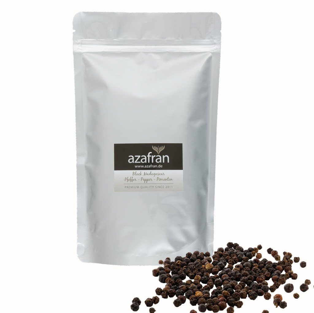 BIO-Pfeffer-schwarz-Pfefferkrner-ganz-Pfeffermhlen-geeignet--250g-von-Azafran