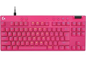 ‎LOGITECH G Logitech G PRO X TKL RAPID, przewodowa klawiatura do gier bez części numerycznej, z regulowanymi magnetycznymi przełącznikami analogowymi, szybkim wyzwalaniem i konfigurowalnym RGB - Magenta