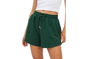 BUHIM Shorts Damen Sommer Sport Shorts Lässige Kurze Hose Baumwolle High Waist Running Shorts Gym Fitness Shorts Kurz Sporthose Jogginghose