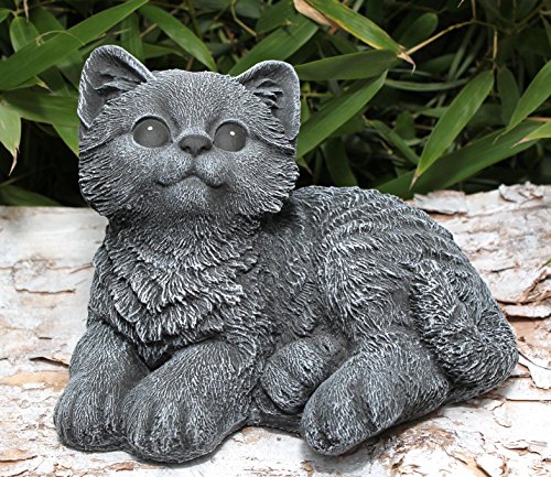 Steinfigur Katze sitzend – Schiefergrau, Garten, Deko, Stein, Figur, Frostsicher - 3