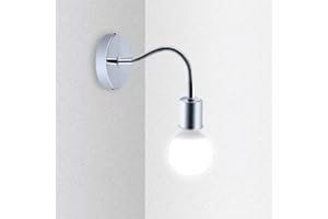 Bonlux Lámpara de Pared con Casquillo E27 Flexible de Cuello de Cisne de Acero Inoxidable, Lámpara para Lectura en la Mesita, luz Nocturna, Espejo de Baño, Pasillo, Lámpara de Techo