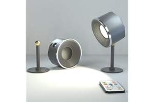 Lionight LED Wall Lamp, 2 Pack Wireless Spotlight with Remote Control,Rechargeable Battery Lights, 360°Rotate Magnetic Ball Wall Lamps Colorful Change Wall Lights for Night Light, Grey-2pk