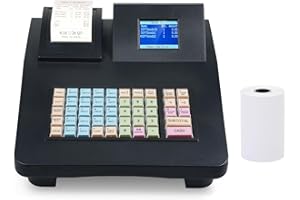 Irfora Caja registradora electrónica con 48 Teclas Pantalla Dual Programa Simple Gran acidad con Soporte para Impresora térmica de 58 mm Puerto RS232/USB Adecuado para pequeñas Empresas Restaurante