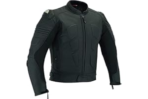 JACKET4U Mens Motorcycle leather jacket Perforated armoured with external armours MBJ-01A