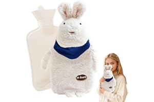 Rppiup Wärmflasche Kinder, 1L Wärmflasche Kuscheltier, Wärmflasches mit Bezug Flauschig, Cartoon Heißwasserflasche für Kinder, Plüsch Herausnehmbarer Innenbehälter für Kind, Familie & Freund (Farbe A)