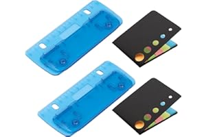 Set 2 Taschenlocher Mini-Taschenlocher zum Einheften, mit Haftnotizen, für 8 cm Lochung, Locher für Schule Büro Haushalt, Farbe Blau