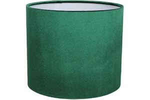 HARRISON CROPPER Glamour Emerald Green Velvet Drum Lampshade (20cm Diameter Table/Standard Lamp)