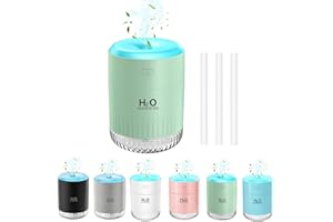 KARFUN Luftbefeuchter Schlafzimmer, Luftbefeuchter Pflanzen, Desktop Leiser Mini Luftbefeuchter mit 7 Farben Licht, Automatische Abschaltung, Büro, Schlafzimmer, Auto, 350ml (Grün)