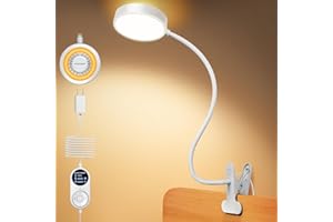 Glocusent Luz para Leer Libros en la Lama [3 Colores y 5 Brillos], LED Lampara Lectura con Pinza, USB Lampara Lectura Libro para Cama/Escritorio/Cabecero (Blanco con adaptador)