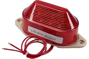 Othmro 1Pcs LTE-5051 220V Warning Light, Industrial Signal Tower Lamp, Column LED Alarm Round Tower Light, Indicator Continuous Light, Plastic Electronic Parts for Workstations Red