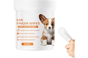 KMANGMAN 50 Stück Ohrenpflege Finger-Pads für Hunde,Ohrpflege Fingerpads Hunde Ohrenreiniger,Hundepflege,Dog Ear Cleaner,Ohrenpads für Hunde,Ohrenreiniger Fingerlinge,für Ohrenpflege Hund Katze