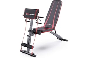 CITYSPORTS Banc de Musculation Réglable, Banc de Musculation Pliable Multifonction avec 7 Positions Ajustables & 2 Sangles d'Entraînement, Banc de Poids Gymnastique à Domicile (S1)