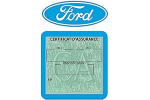 ASSURDHESIFS #Marque Française VS97 | Autocollant intérieur Pare-Brise | Porte Vignette Assurance Auto Compatible avec Ford |Transfert Film décoratif | Adhésive Voiture Electrique (Bleu Clair)