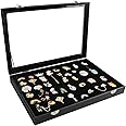 HOORayeah Badge Display Box - 13.8 X 9.5 X 2.0 Inches Pin Case With Velvet Pad and Glass Top for Medals, Badges, Ribbons, Brooches, and Jewelry
