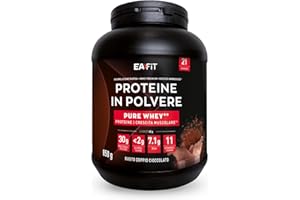 EAFIT Proteine in Polvere Whey 850 g Gusto Cioccolato | 30 g per Shaker Proteine | Whey Protein Concentrate e Isolate | BCAA + L-Glutammina + Taurina | Integratore per Massa Muscolare | Con 11 Vitamine