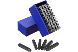 Gueenky 36 Piezas Punzones de Letras Numeros para Metal, 10mm Números 0-9 Estampar A-Z Letras Marcar de Metal, Troquelar Números y Letras para Estampar Metal Plástico Madera Cuero
