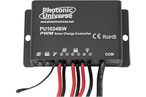 PHOTONIC UNIVERSE Waterproof 10A 12V/24V solar charge controller/regulator for caravans, motorhomes, campervans, boat, yacht and marine applications