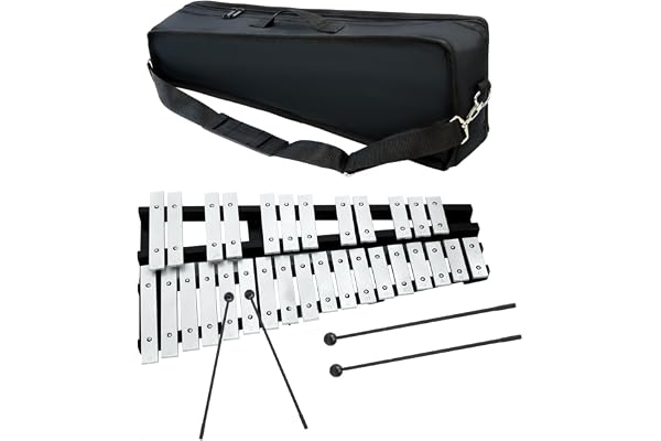 OUUTMEE Xylophone 30 notes, glockenspiel, barres en aluminium avec 2 maillets, support avec étui de rangement, spectacle, concert, présentation, concours d'art scolaire