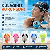 Renkli Silikon Y&uuml;z&uuml;c&uuml; Kulak Tıkacı ve Burun Mandalı Seti - Su Ge&ccedil;irmez, Saklama Kutulu Havuz ve Deniz Aksesuarı