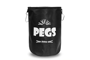 Aieino Large Peg Bag with Drawstring, Hanging Snap Hook - Storage Bag up to 200 Clothes Pegs for Hanger Clips Washing Line Waterproof Weather Resistant, Black