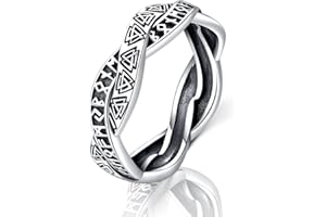 FRIGGEM Anillos Hombre para Nórdico Runa S925 Plata Esterlina Joyería de Protección Vikingo Religioso para Familias Anillo Hip Hop de boda