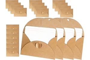 ‎KAPSING KAPSING Pack of 14 Mini Envelopes with Blank for DIY Heart Lock Kraft Paper Envelopes Cards Vouchers to Fill Yourself Cards for Writing on Gift Cards DIY Graffiti